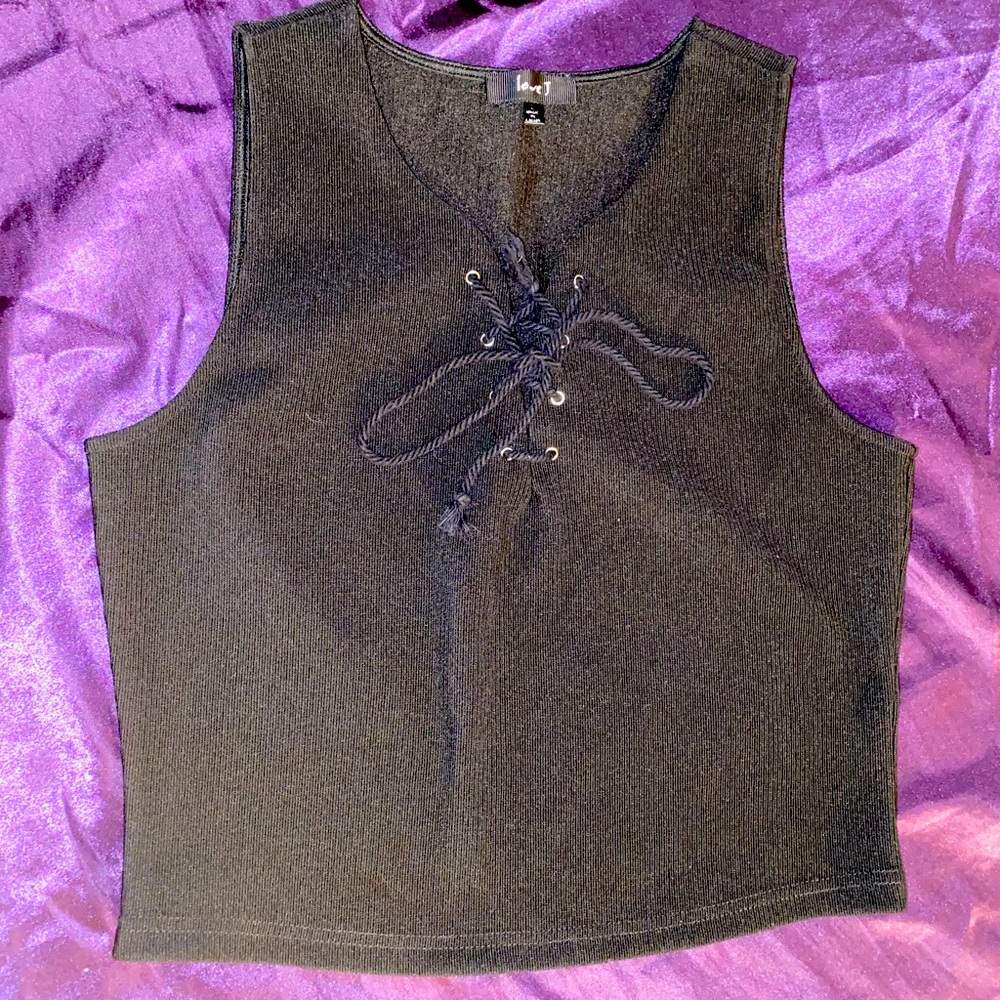 Black tank top with lace up